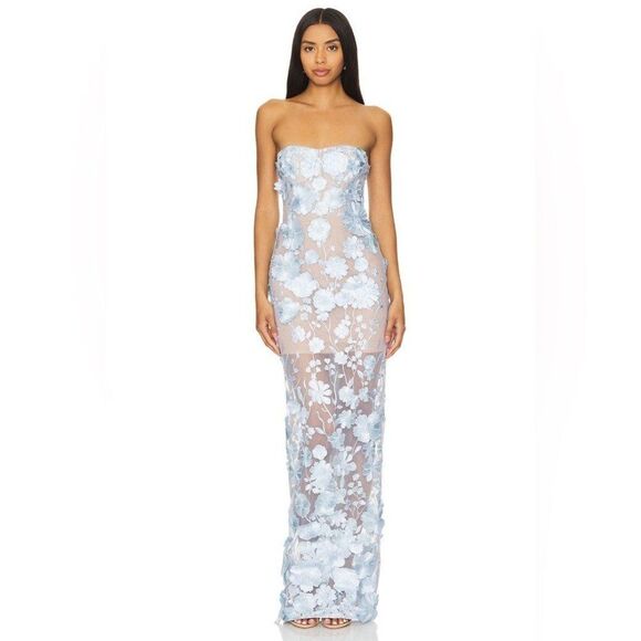 Bronx and Banco Jasmine Powder Blue Strapless Maxi Dress – Size 8 - Picture 7 of 14